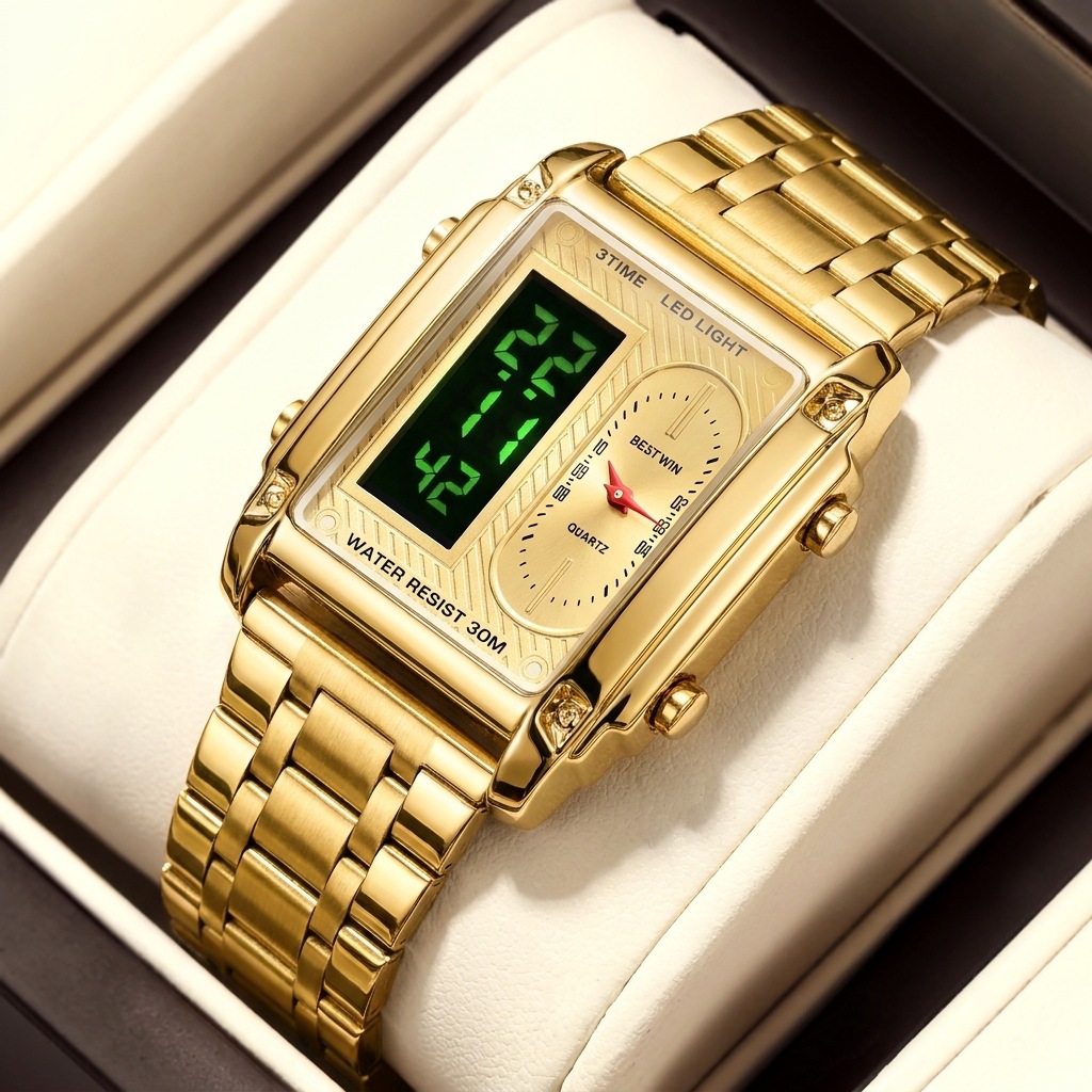 Digital Alarm Clock - Two Time Zones Men's Digital Sport's