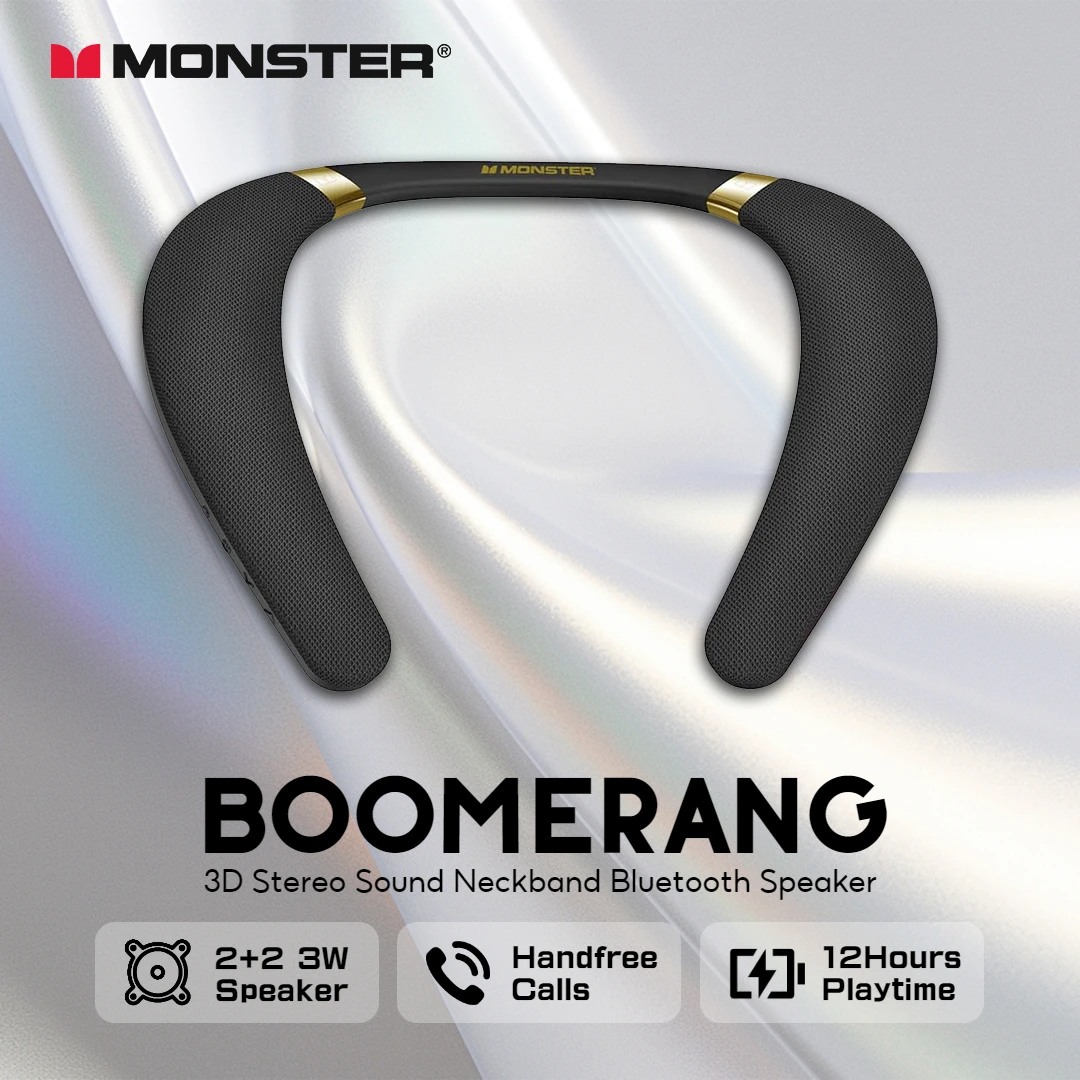 New Monster Boomerang Neck Ban - Bluetooth Speaker Waterproof ulasan dan harga
