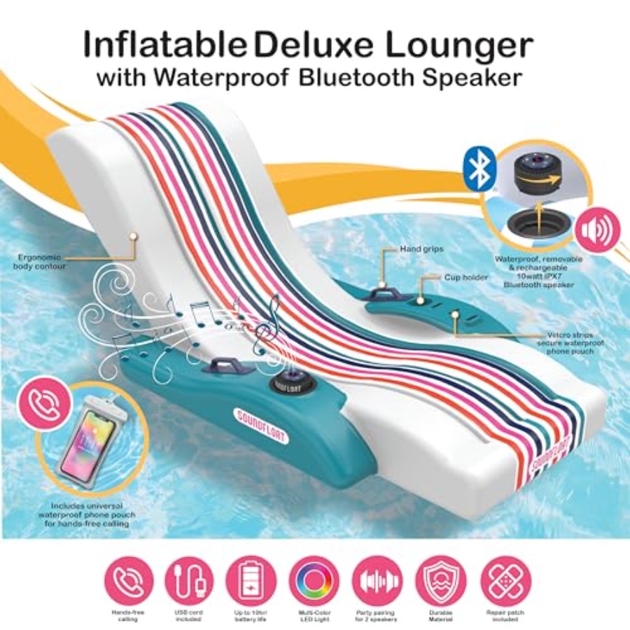 Inflatable Pool Lounger with B - Bluetooth Speaker Waterproof ulasan dan harga