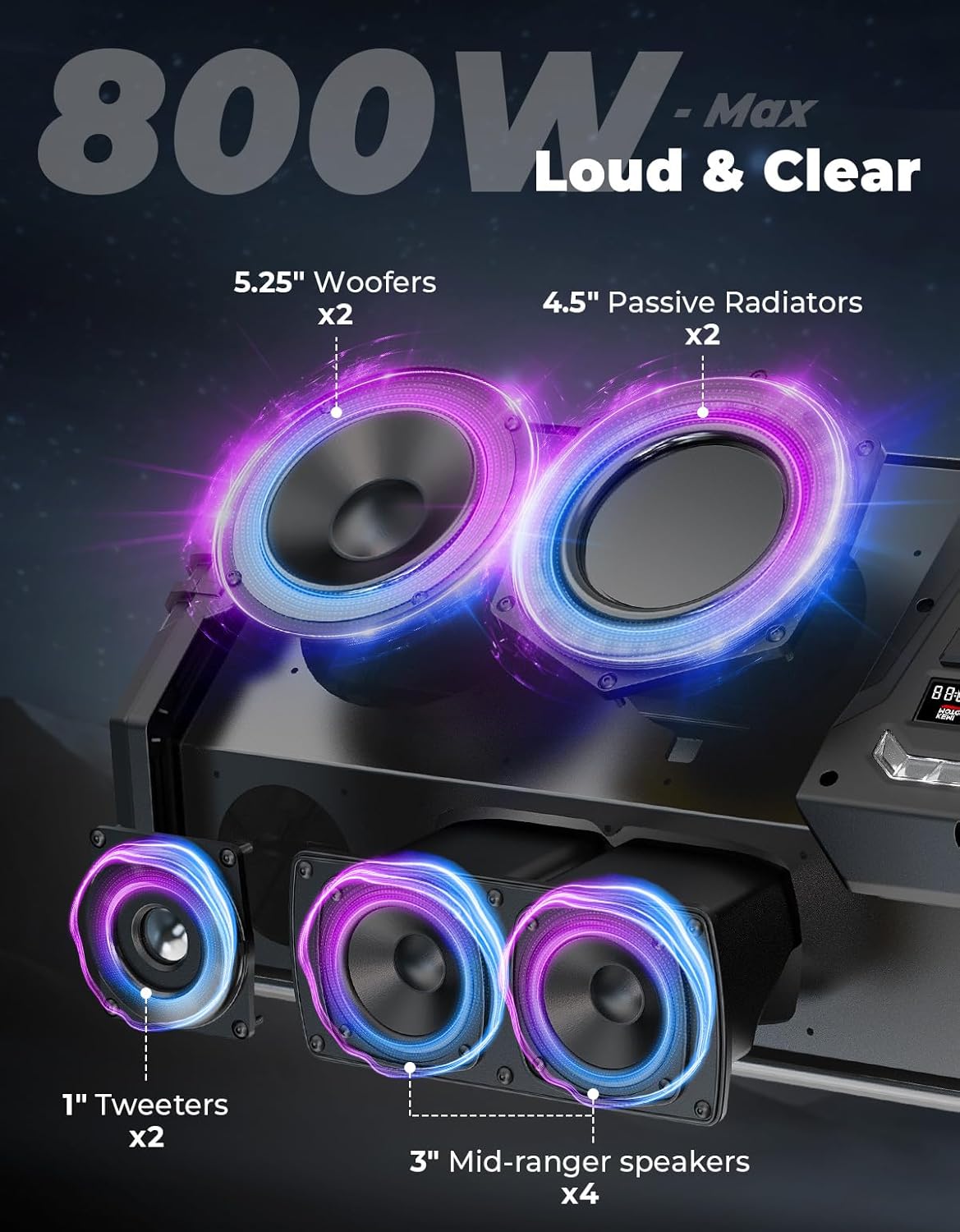 KEMIMOTO UTV 800w Deep Bass Bl - Bluetooth Speaker Waterproof ulasan dan harga